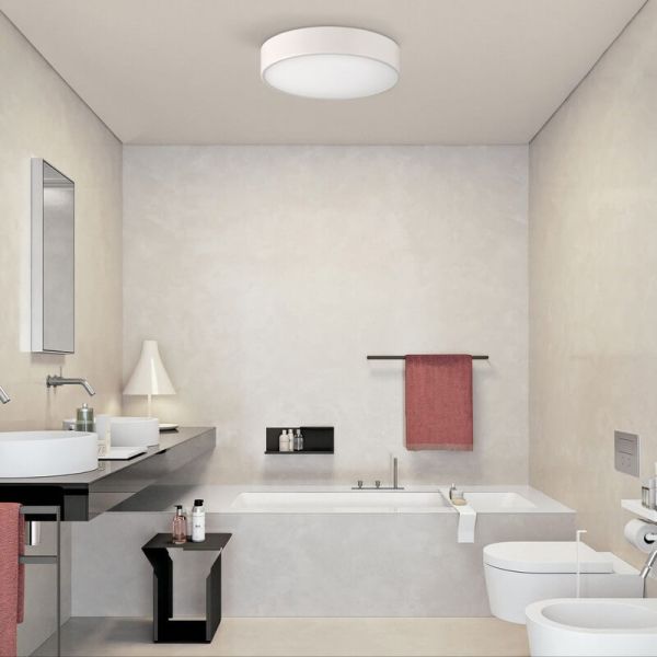 Plafonnier LED pour salle de bain DINS Ø32cm 18W, 2520Lm IP44 avec LED intégrée, blanc/noir/nickel 2700K-3000K avec interrupteur