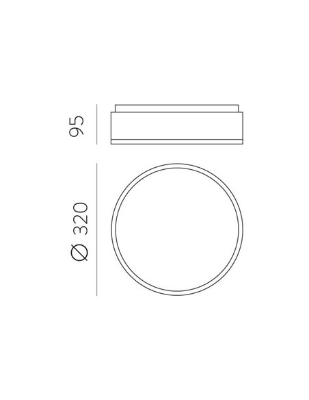 Plafonnier LED pour salle de bain DINS Ø32cm 18W, 2520Lm IP44 avec LED intégrée, blanc/noir/nickel 2700K-3000K avec interrupteur