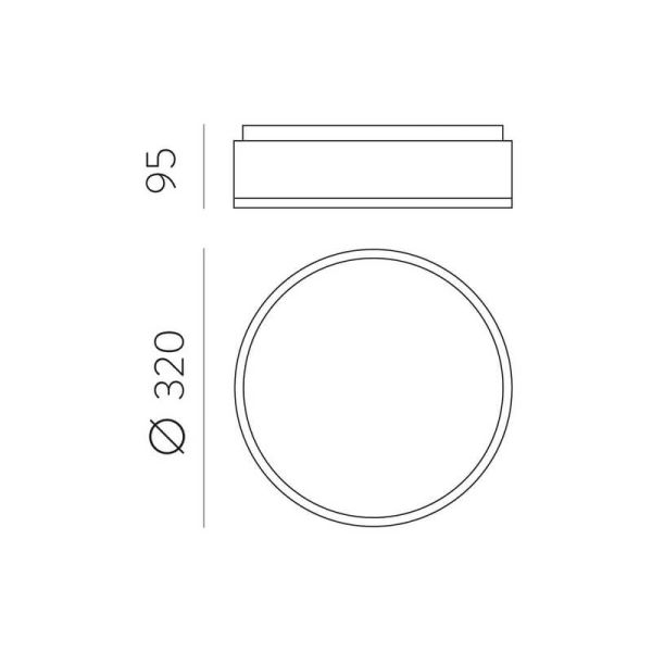 Plafonnier LED pour salle de bain DINS Ø32cm 18W, 2520Lm IP44 avec LED intégrée, blanc/noir/nickel 2700K-3000K avec interrupteur