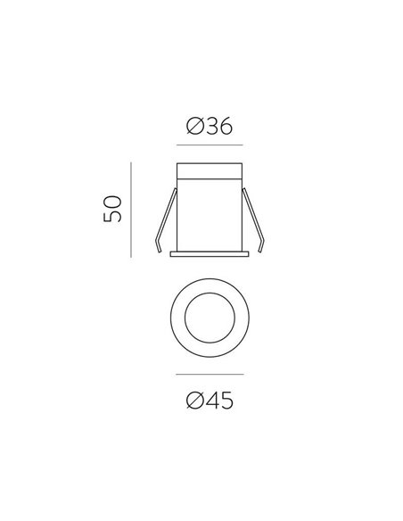 Downlight LED embutido DOT 4cm branco/preto 3W 2700K 245lm