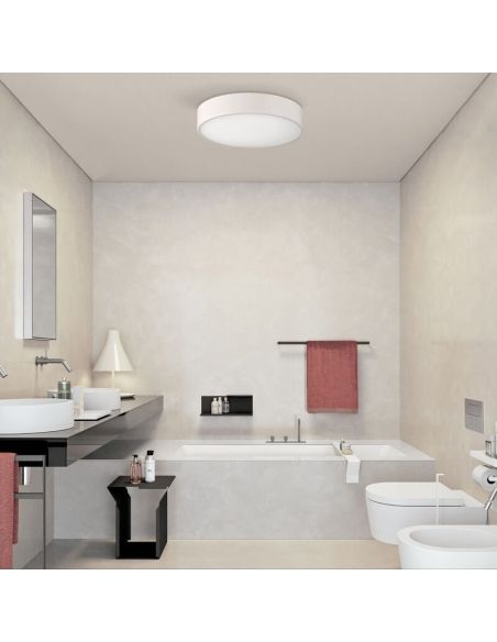 Plafonnier LED pour salle de bain DINS Ø26cm 18W, 1890Lm IP44 avec LED intégrée, blanc/noir/nickel 2700K-3000K avec interrupteur