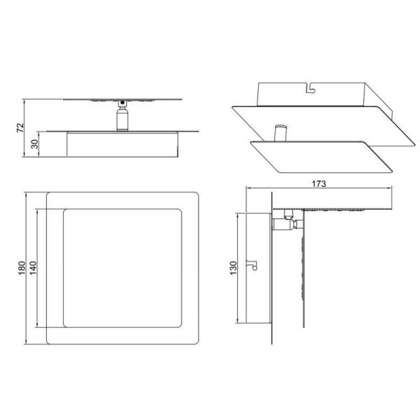 Aplique Pared LED MIO 6W 3000K Iluminación de Ambiente Cuadrado | LeonLeds