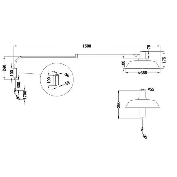 Aplique de Pared Brazo Orientable Pantalla Metálica BOLDER | LeonLeds