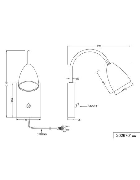 Aplique de Pared Lector Interruptor Integrado WANDA Níquel | LeonLeds