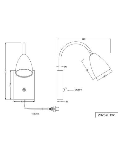 Aplique Pared Brazo Lector Interruptor Integrado WANDA Bronce | LeonLeds