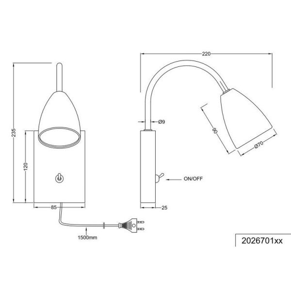 Aplique Pared Brazo Lector Interruptor Integrado WANDA Bronce | LeonLeds