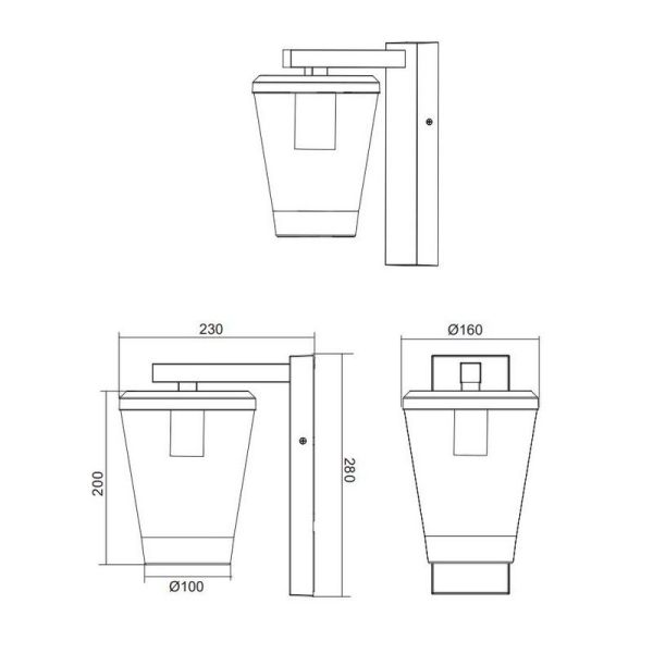 Medidas Aplique de Pared Exterior Farolillo Moderno CAVADO Bombilla excl. 1x E27 max. 40W IP44