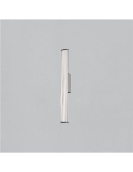 Luminaire de salle de bain LED DUNE 60cm de long Opale/Chrome, 19W 1780lm, IP44, 3000K-4000K avec interrupteur coulissant