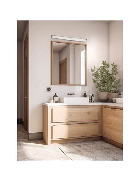 Aplique de Baño LED DUNE 60cm largo Opal/Cromo, 19W 1780lm, IP44, 3000K-4000K con Interruptor deslizante