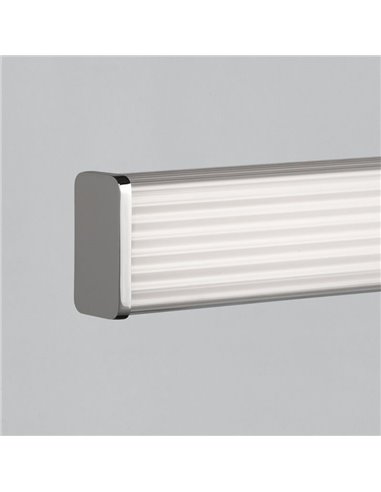 Luminaire de salle de bain LED DUNE 60cm de long Opale/Chrome, 19W 1780lm, IP44, 3000K-4000K avec interrupteur coulissant