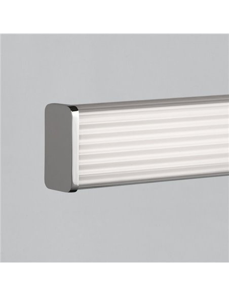 Luminaire de salle de bain LED DUNE 60cm de long Opale/Chrome, 19W 1780lm, IP44, 3000K-4000K avec interrupteur coulissant