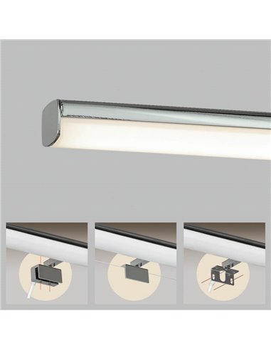 Aplique para baño DUSTIN 50cm de largo Cromo, LED integrado 10W 3000K 770lm, IP44, 3 fijaciones