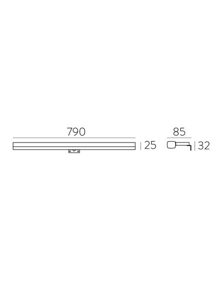 Aplique para baño DUSTIN 80cm de largo Cromo, LED integrado 15W 3000K 1200lm, IP44, 3 fijaciones