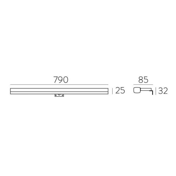 Aplique para baño DUSTIN 80cm de largo Cromo, LED integrado 15W 3000K 1200lm, IP44, 3 fijaciones