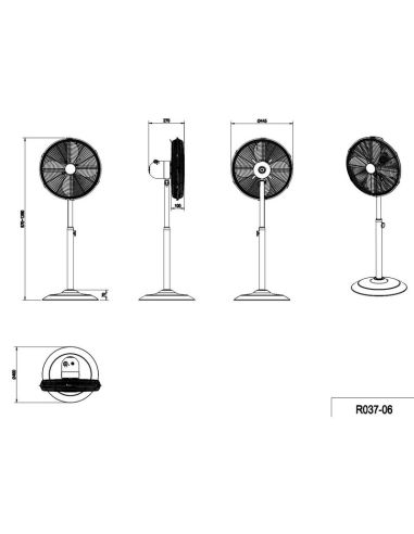 Ventilador Pie Muy Potente Ø44cm YSTAD con 3 Velocidades Altura Ajustable | LeonLeds