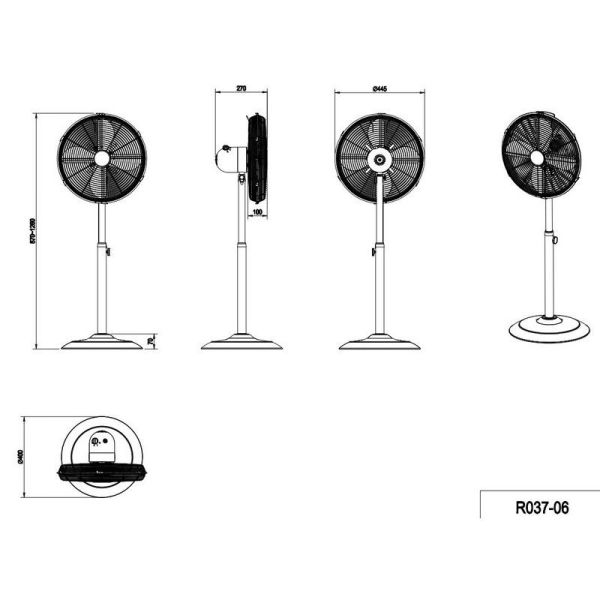 Ventilador de pé muito potente Ø44cm YSTAD com 3 velocidades de altura ajustável | LeonLeds