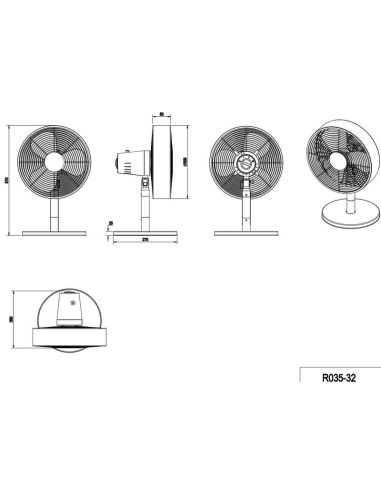 Ventilador Sobremesa Muy Potente Ø35cm VIKING Estilo Industrial 3 Velocidades | LeonLeds