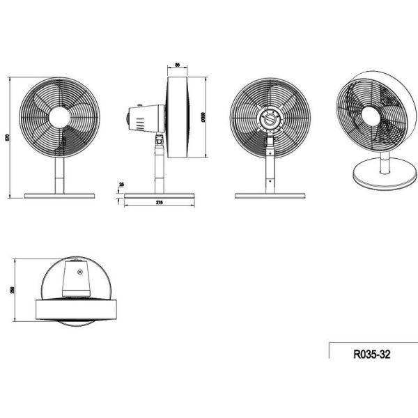 Ventilador Sobremesa Muy Potente Ø35cm VIKING Estilo Industrial 3 Velocidades | LeonLeds