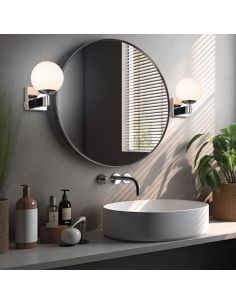 Aplique Pared Bola Cristal para Baño con Interruptor KULA Bombilla excl. 1xE14 max. 10W IP44 Cromo | LeonLeds 2