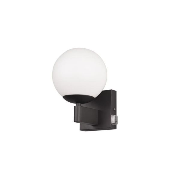 KULA Applique Murale Salle de Bain Boule de Cristal avec Interrupteur Ampoule excl. 1xE14 max. 10W IP44 Chromé | LéonLeds