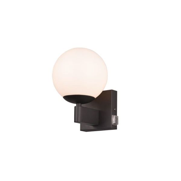 Aplique para Baño Bola Cristal KULA con Interruptor Bombilla excl. 1xE14 max. 10W IP44 Cromo | LeonLeds