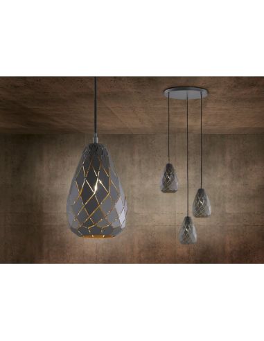 Candeeiro de teto ONYX Lâmpada interior dourada com altura ajustável excl. 1x E27 máx. 42W IP20 | LeonLeds