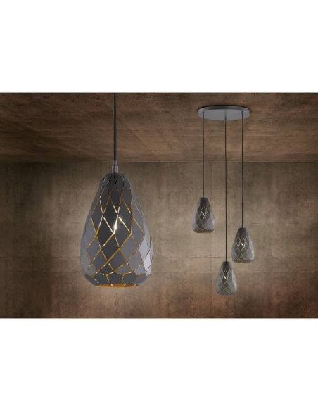 Candeeiro de teto ONYX Lâmpada interior dourada com altura ajustável excl. 1x E27 máx. 42W IP20 | LeonLeds