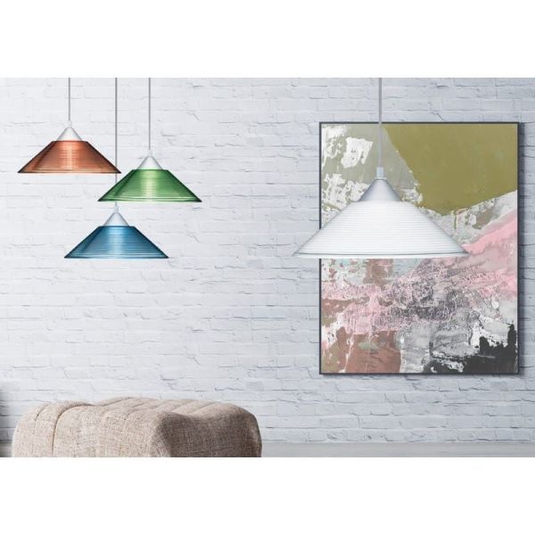 Lámpara de Techo Vidrio Estriado DIEGO Altura Ajustable Bombilla excl. 1x E27 max. 40W IP20 | LeonLeds