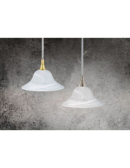 VIOLA Lâmpada de teto Lâmpada de vidro fosco excl. 1x E27 máx. Corpo de bronze ou níquel 40W | LeonLeds