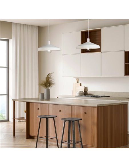 Lámpara de Techo Colgante EVELYN Ø45cm Blanco/Negro con Kit Blanco/Negro E27 15W