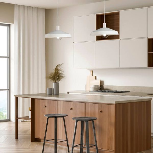 Lámpara de Techo Colgante EVELYN Ø45cm Blanco/Negro con Kit Blanco/Negro E27 15W