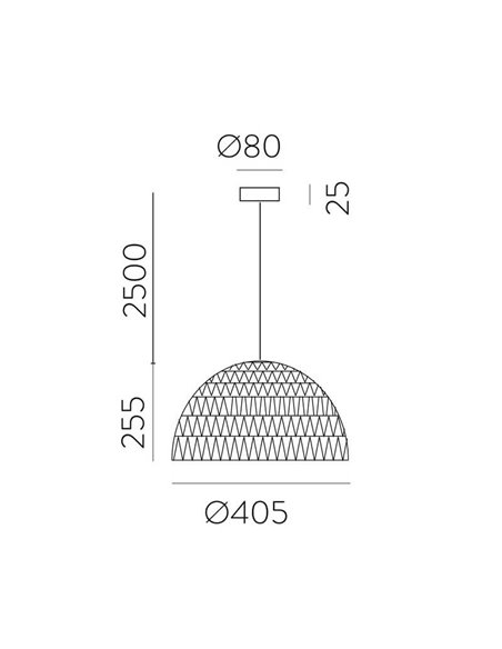 Lámpara Colgante EVENS Ø40cm de Ratán Natural, Kit Blanco/Negro E27 15W