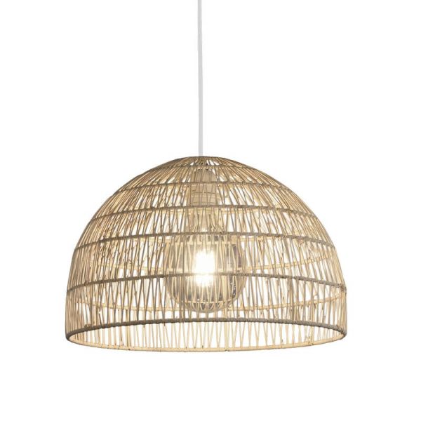 Lámpara Colgante EVENS Ø40cm de Ratán Natural, Kit Blanco/Negro E27 15W