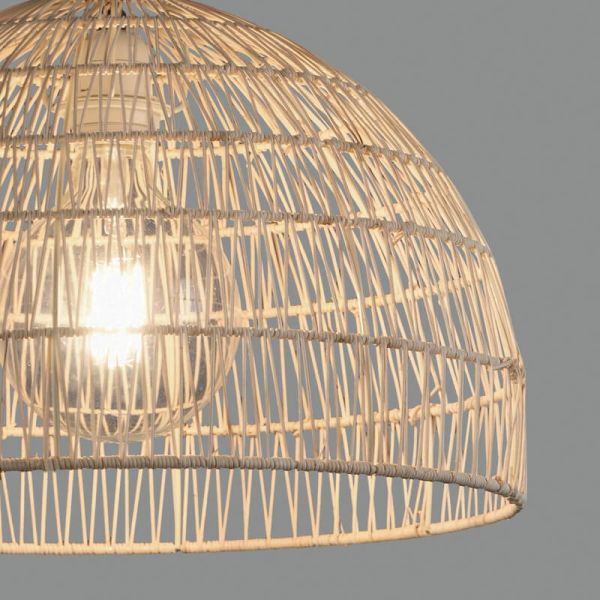 Candeeiro suspenso EVENS Ø40cm Rattan Natural, Kit Branco/Preto E27 15W