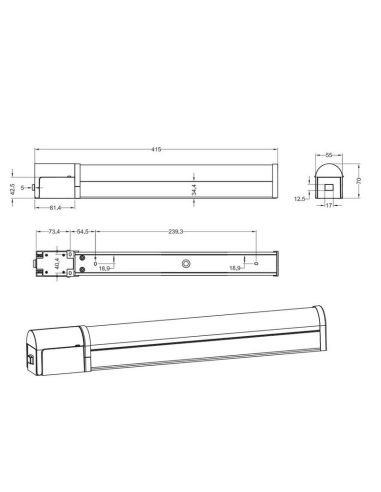 Aplique Espejo Baño Interruptor LED PIERA 41cm 3000K Negro | LeonLeds