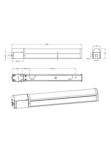 Aplique Baño LED PIERA Interruptor 80cm 1650lm 3000K Cromo IP44 | LeonLeds