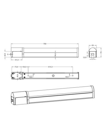 Aplique de Baño LED PIERA 80cm 16W 1650lm 3000K Cromo Interruptor IP44 | LeonLeds