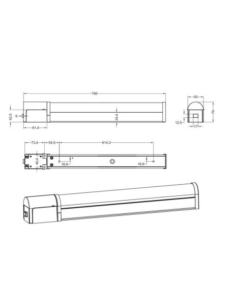 Aplique de Baño LED PIERA 80cm 16W 1650lm 3000K Cromo Interruptor IP44 | LeonLeds