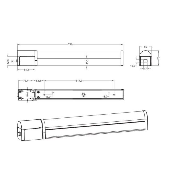 Aplique de Baño LED PIERA 80cm 16W 1650lm 3000K Cromo Interruptor IP44 | LeonLeds