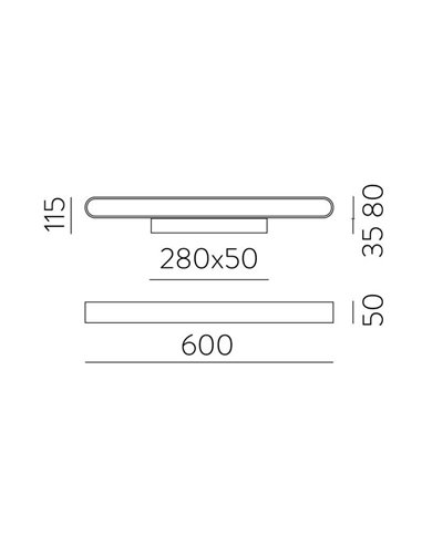 Aplique LED arredondado GALA 60cm branco/preto/dourado 31W 3650lm, 2700K-3000K com interruptor deslizante