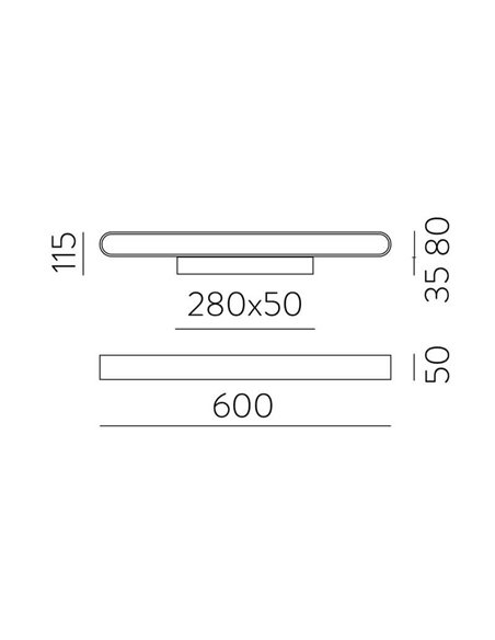 Aplique LED arredondado GALA 60cm branco/preto/dourado 31W 3650lm, 2700K-3000K com interruptor deslizante