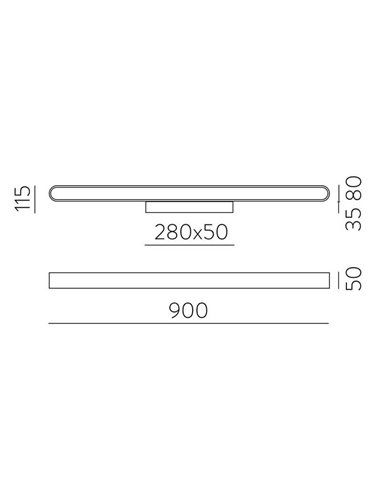 Aplique de Pared LED redondeado GALA 90cm blanco/negro/oro 43W 5190lm, 2700K-3000K con Interruptor deslizante
