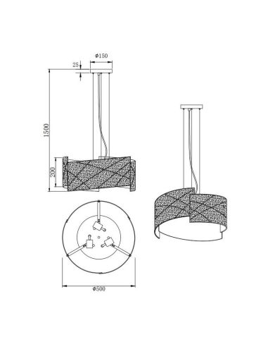 Lámpara de Techo Cristal Estilo Clásico SANDRINA Bombilla excl. 3x E27 max. 40W IP20 | LeonLeds