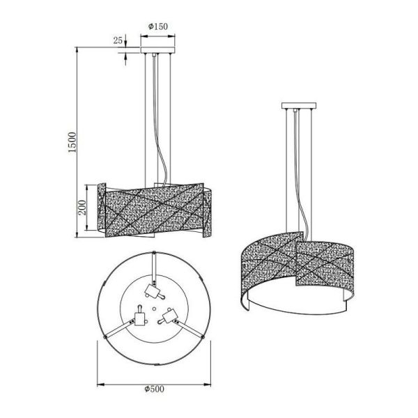 Lámpara de Techo Cristal Estilo Clásico SANDRINA Bombilla excl. 3x E27 max. 40W IP20 | LeonLeds