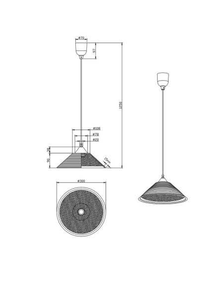 Lámpara de Techo Vidrio Estriado DIEGO Altura Ajustable Bombilla excl. 1x E27 max. 40W IP20 | LeonLeds