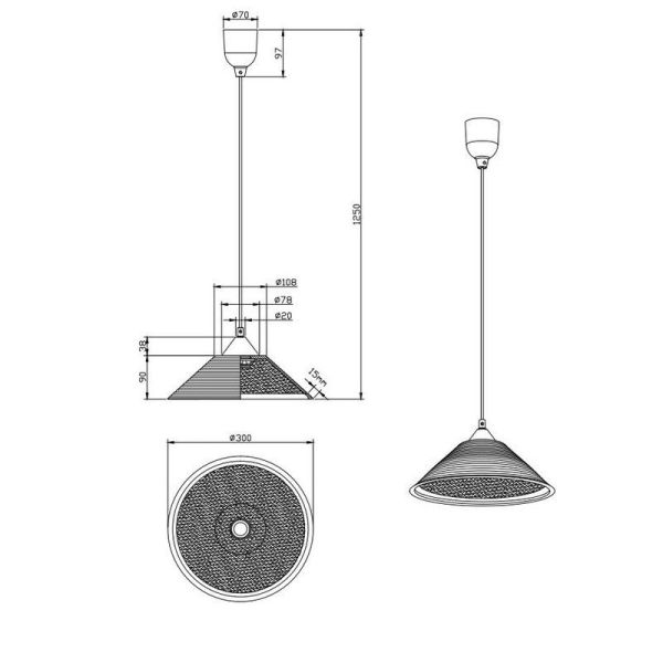 Lámpara de Techo Vidrio Estriado DIEGO Altura Ajustable Bombilla excl. 1x E27 max. 40W IP20 | LeonLeds