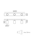 Regleta de Techo 3 Focos LED Orientables GINA GU10 3x8W blanco/negro