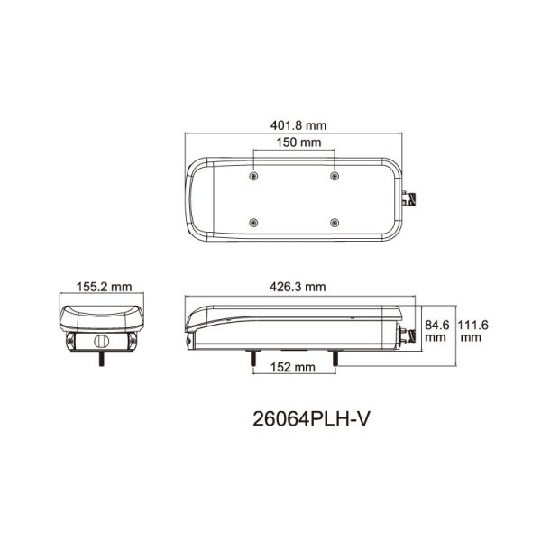Piloto para Camión LED con conector lateral 7 Pin Glo Track 12V 24V  Lucidity 26064PLH-V