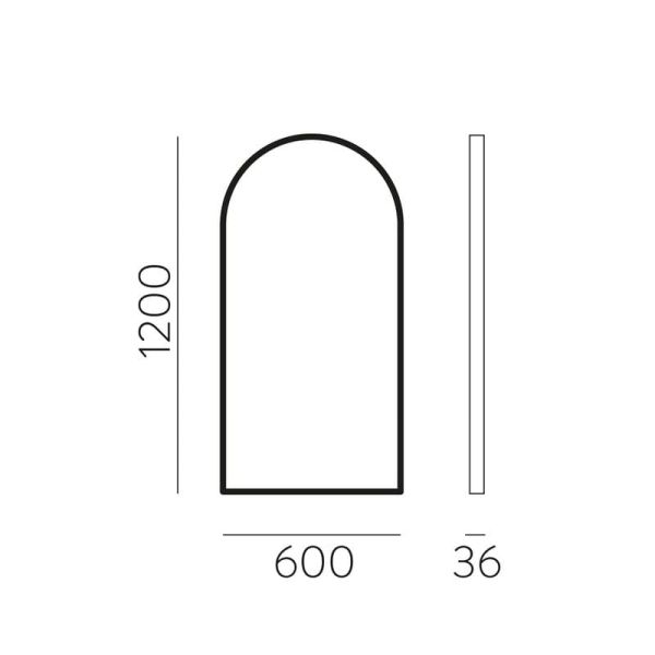 Espelho Sem Iluminação, com moldura em arco GIORGIA 120cmx60cm Preto