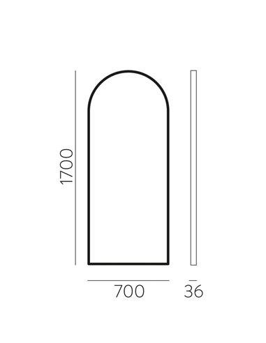 Espelho de corpo inteiro apagado com moldura em arco GIORGIA 170cmx70cm Preto